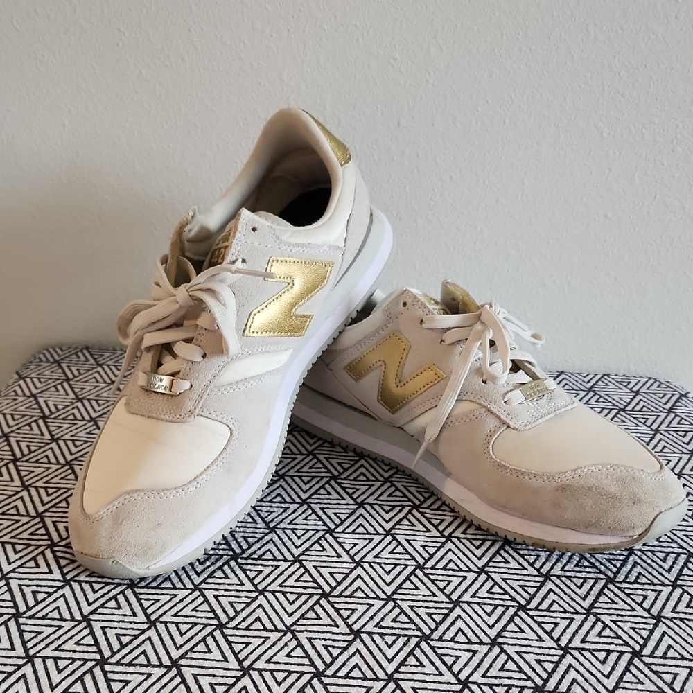 New Balance Women's Beige and Gold Sneakers